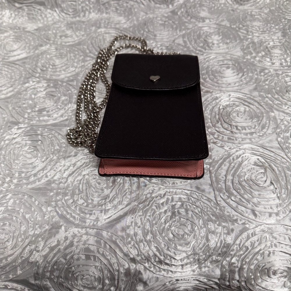Coach North/South Leather Crossbody Phone Bag with Silver Chain - Picture 3 of 14